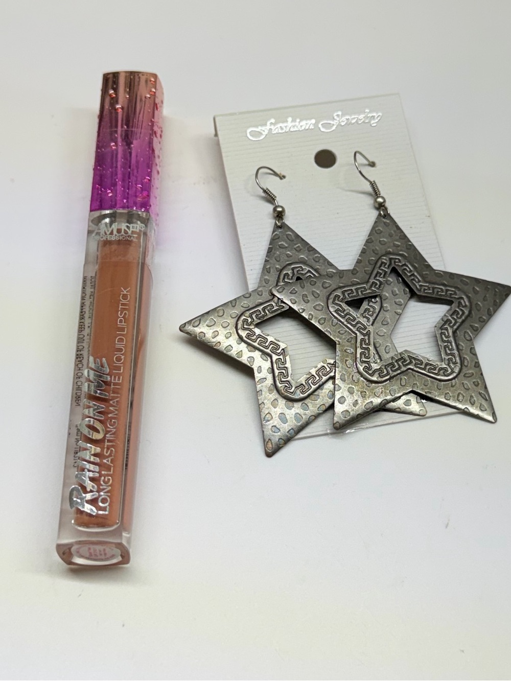 Fashion Jewelry Star Earrings And Lip Gloss